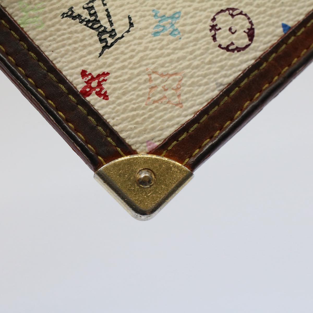 LOUIS VUITTON Monogram Multicolor Pochette Cles Purse White M92655 Auth 51383