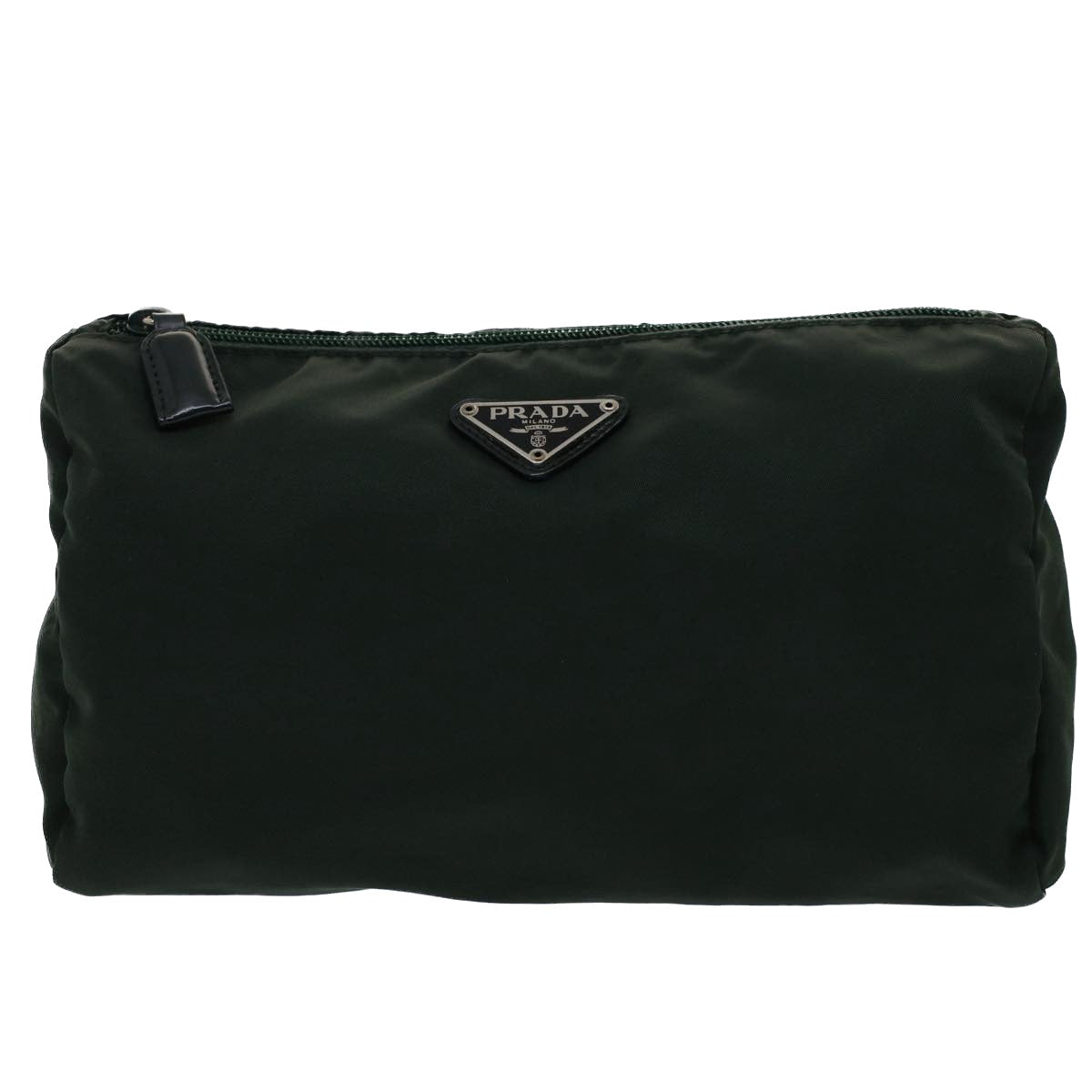 PRADA Pouch Nylon Green Auth 51447