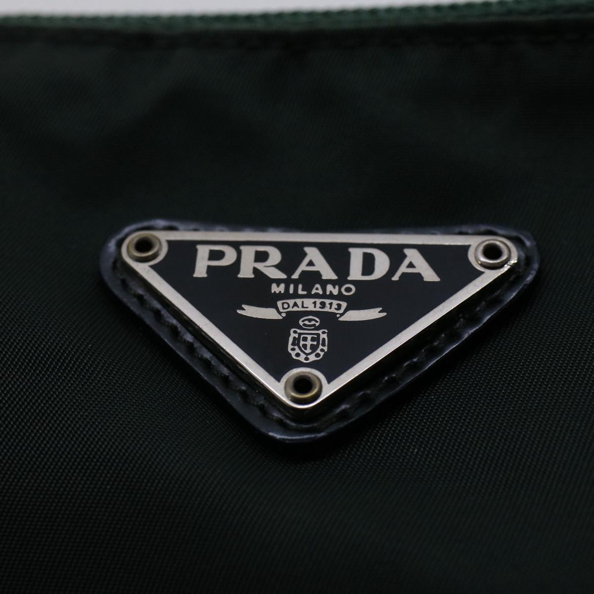 PRADA Pouch Nylon Green Auth 51447