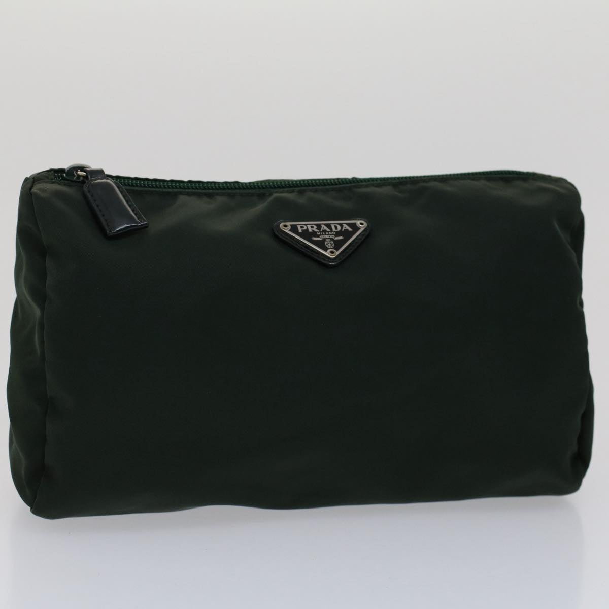 PRADA Pouch Nylon Green Auth 51447