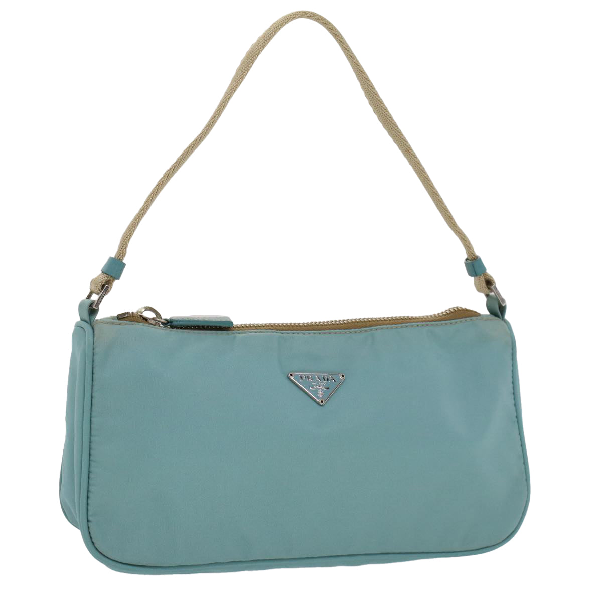 PRADA Accessory Pouch Nylon Light Blue Auth 51448