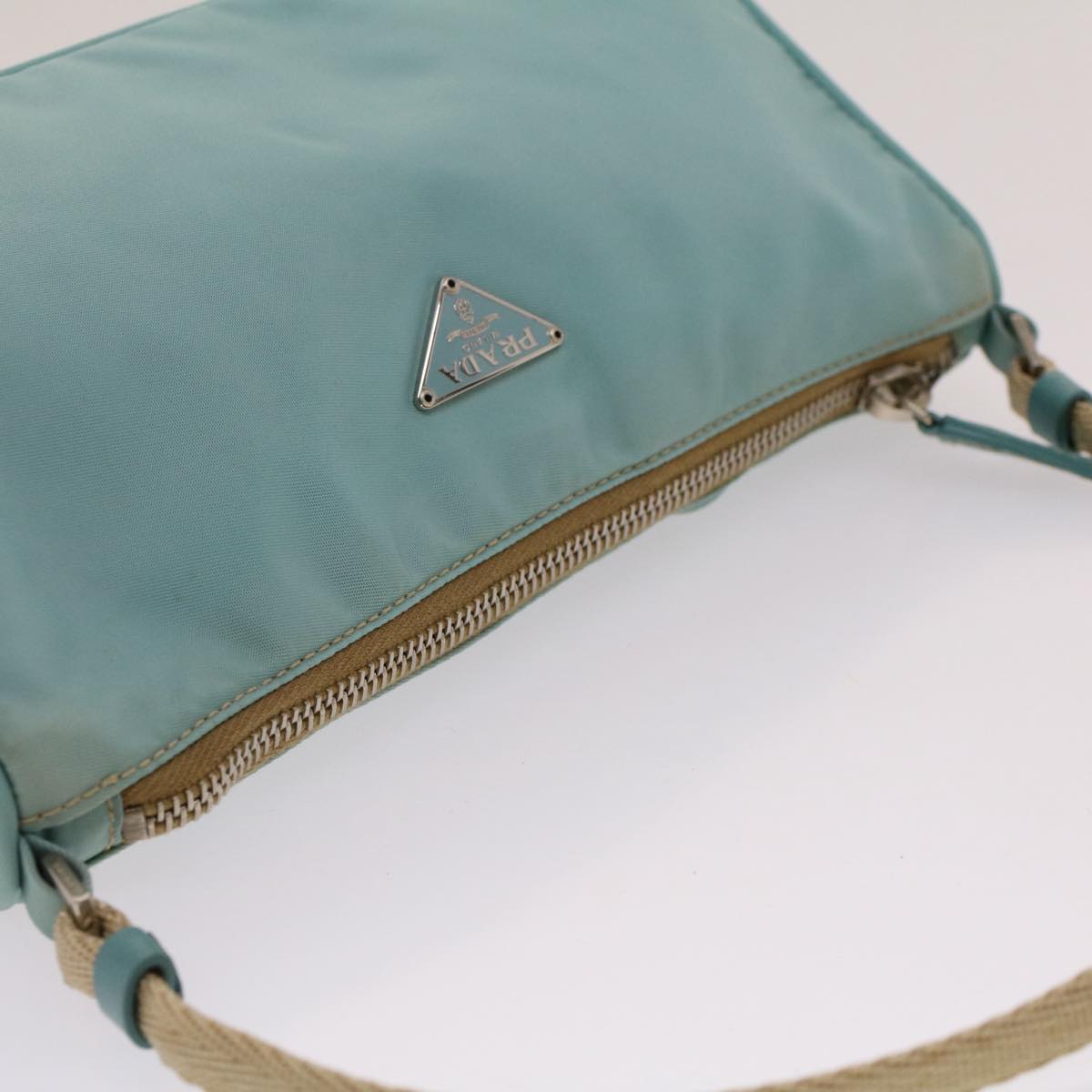 PRADA Accessory Pouch Nylon Light Blue Auth 51448