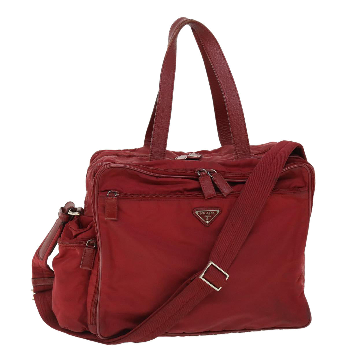 PRADA Boston Bag Nylon 2way Red Auth 51471