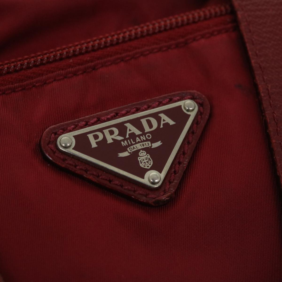 PRADA Boston Bag Nylon 2way Red Auth 51471