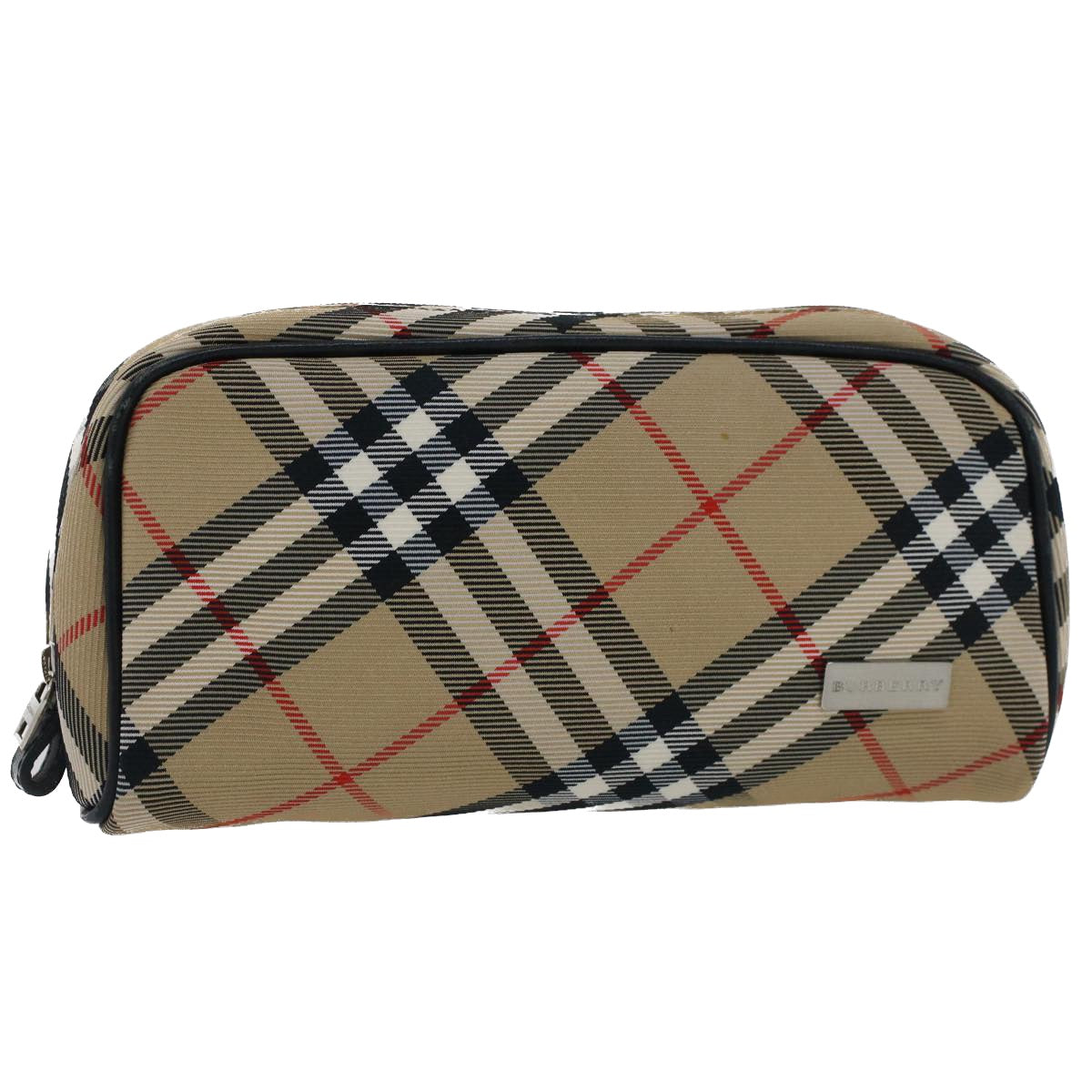 BURBERRY Nova Check Pouch Nylon Beige Auth 51472