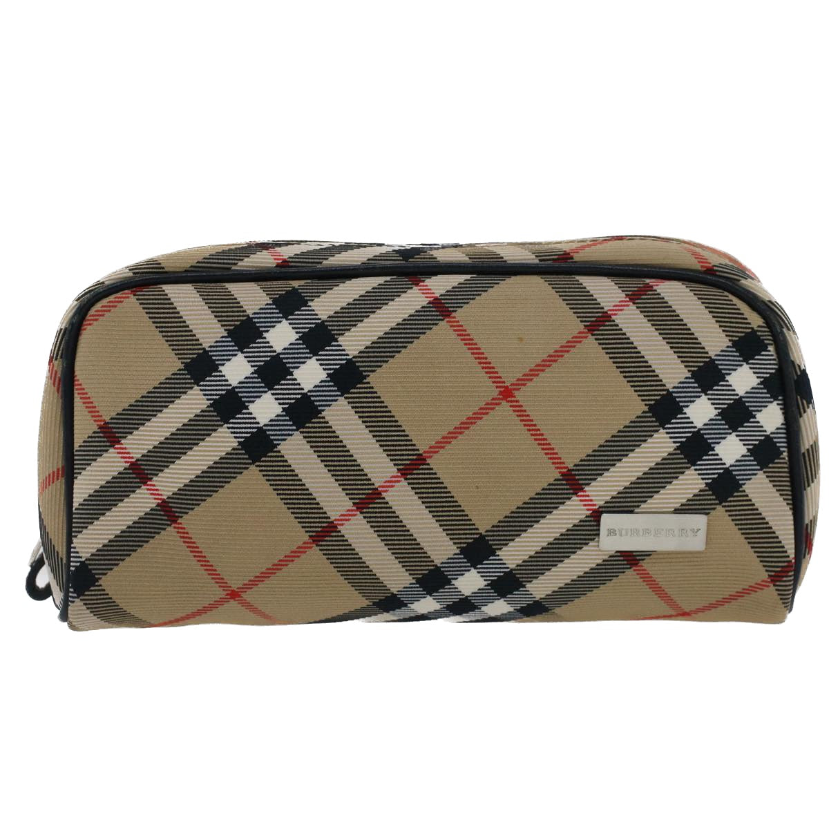 BURBERRY Nova Check Pouch Nylon Beige Auth 51472