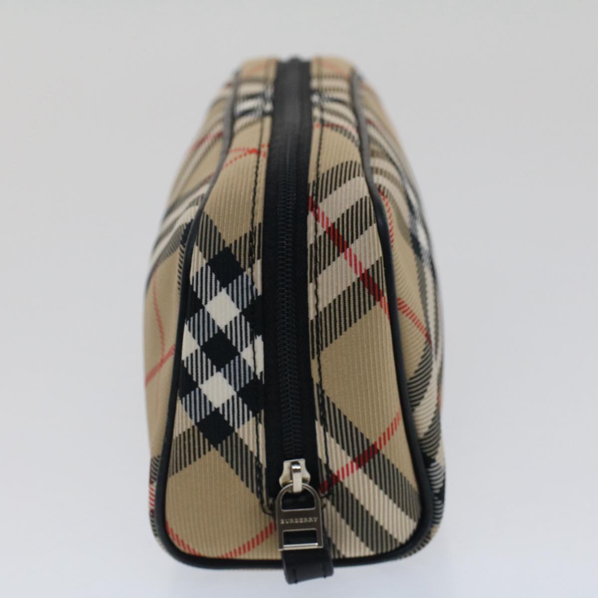 BURBERRY Nova Check Pouch Nylon Beige Auth 51472