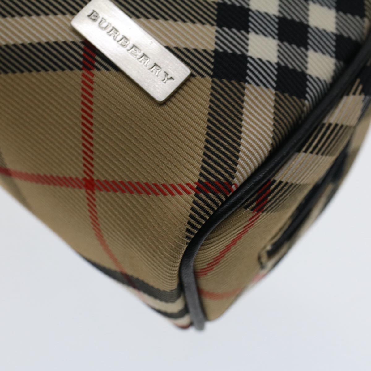 BURBERRY Nova Check Pouch Nylon Beige Auth 51472