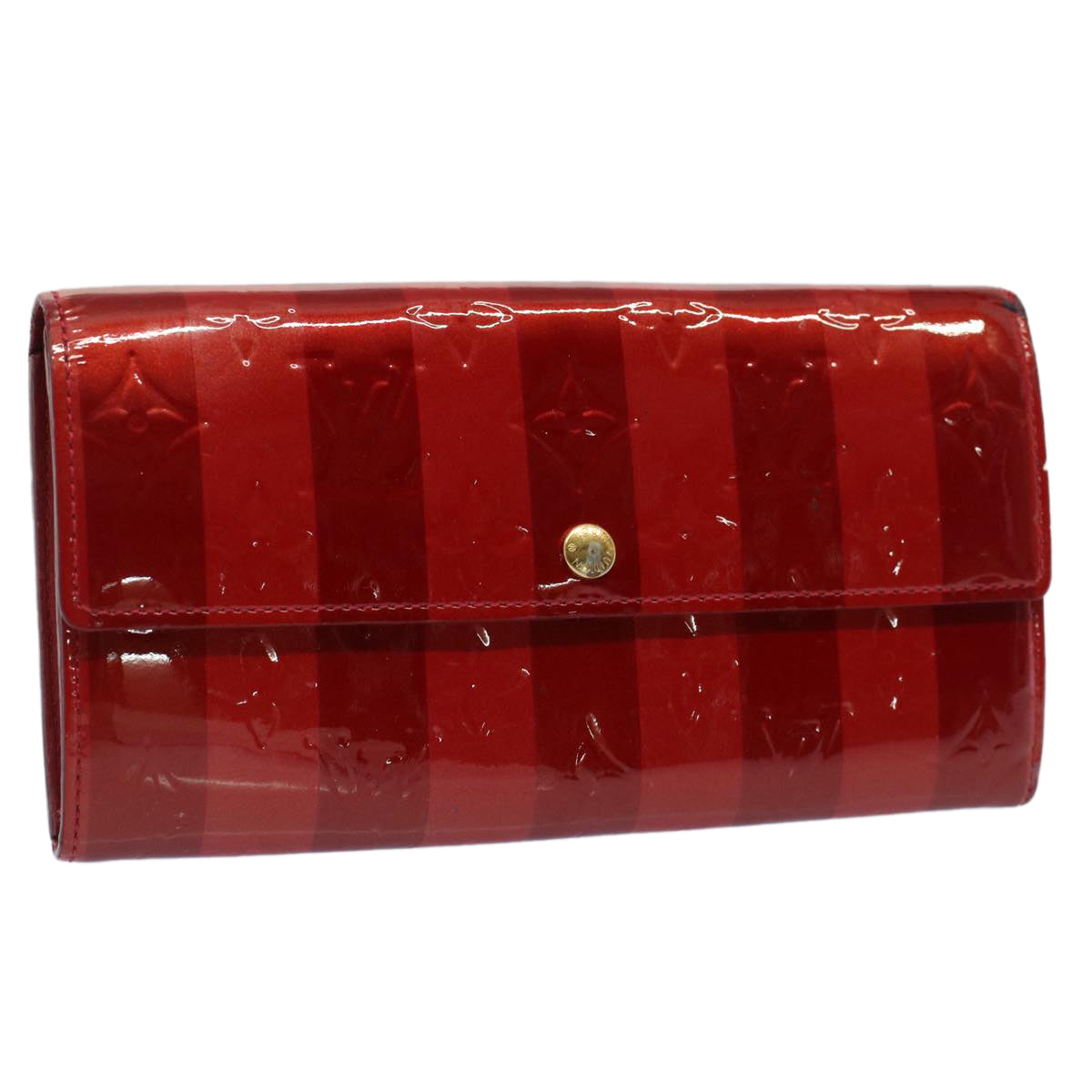 LOUIS VUITTON Vernis Rayure Portefeiulle Sarah Wallet Red M91716 LV Auth 51586