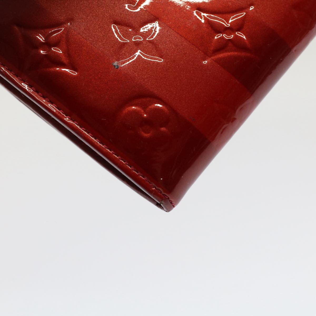 LOUIS VUITTON Vernis Rayure Portefeiulle Sarah Wallet Red M91716 LV Auth 51586