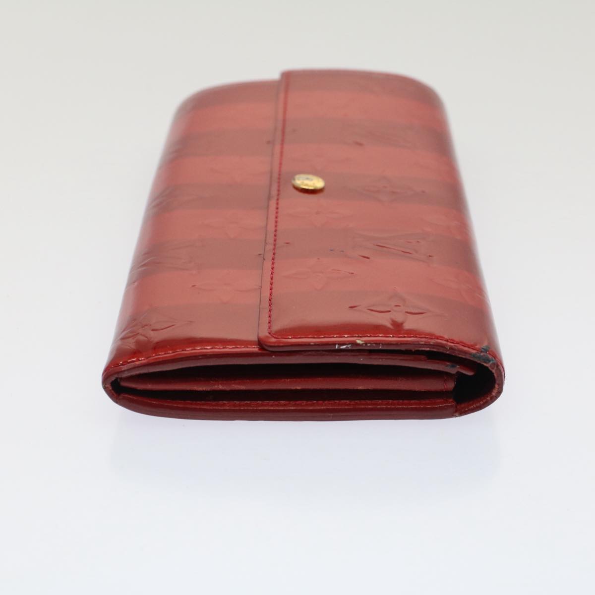 LOUIS VUITTON Vernis Rayure Portefeiulle Sarah Wallet Red M91716 LV Auth 51586