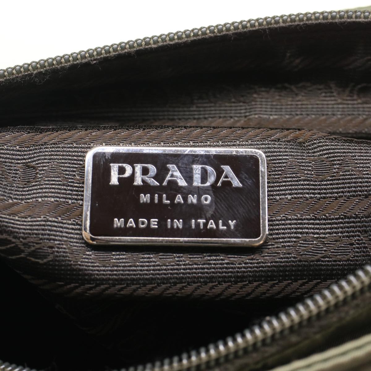 PRADA Hand Bag Nylon Khaki Auth 51832