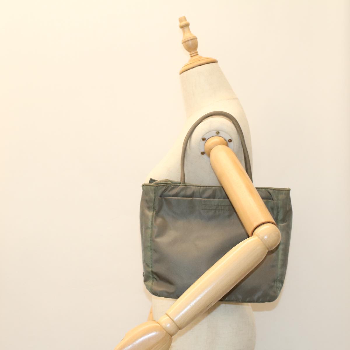 PRADA Hand Bag Nylon Khaki Auth 51832