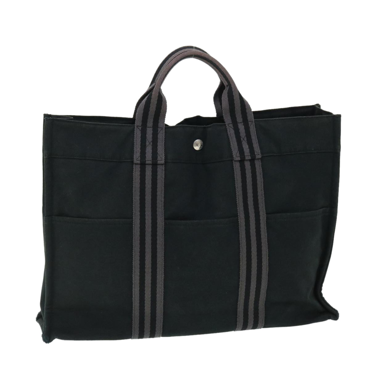 HERMES Fourre Tout MM Tote Bag cotton Black Auth 51877