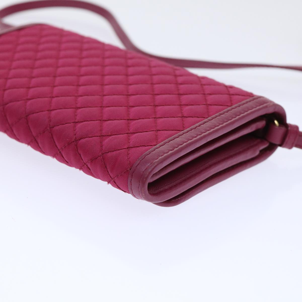 PRADA Quilted Shoulder Wallet Nylon Pink Auth 51883