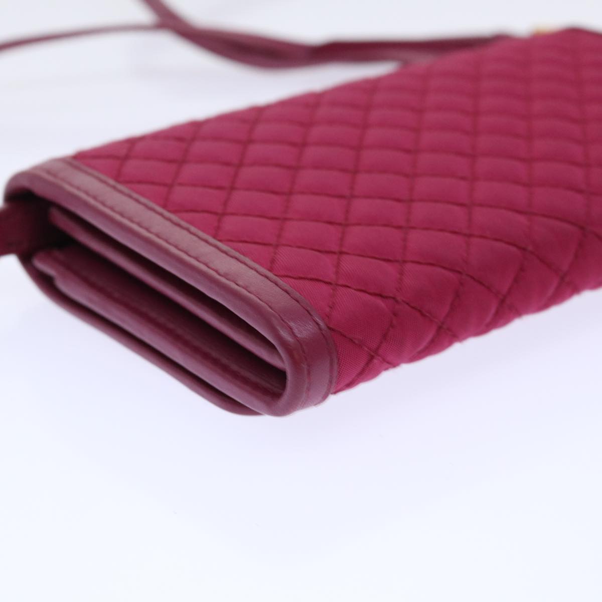 PRADA Quilted Shoulder Wallet Nylon Pink Auth 51883