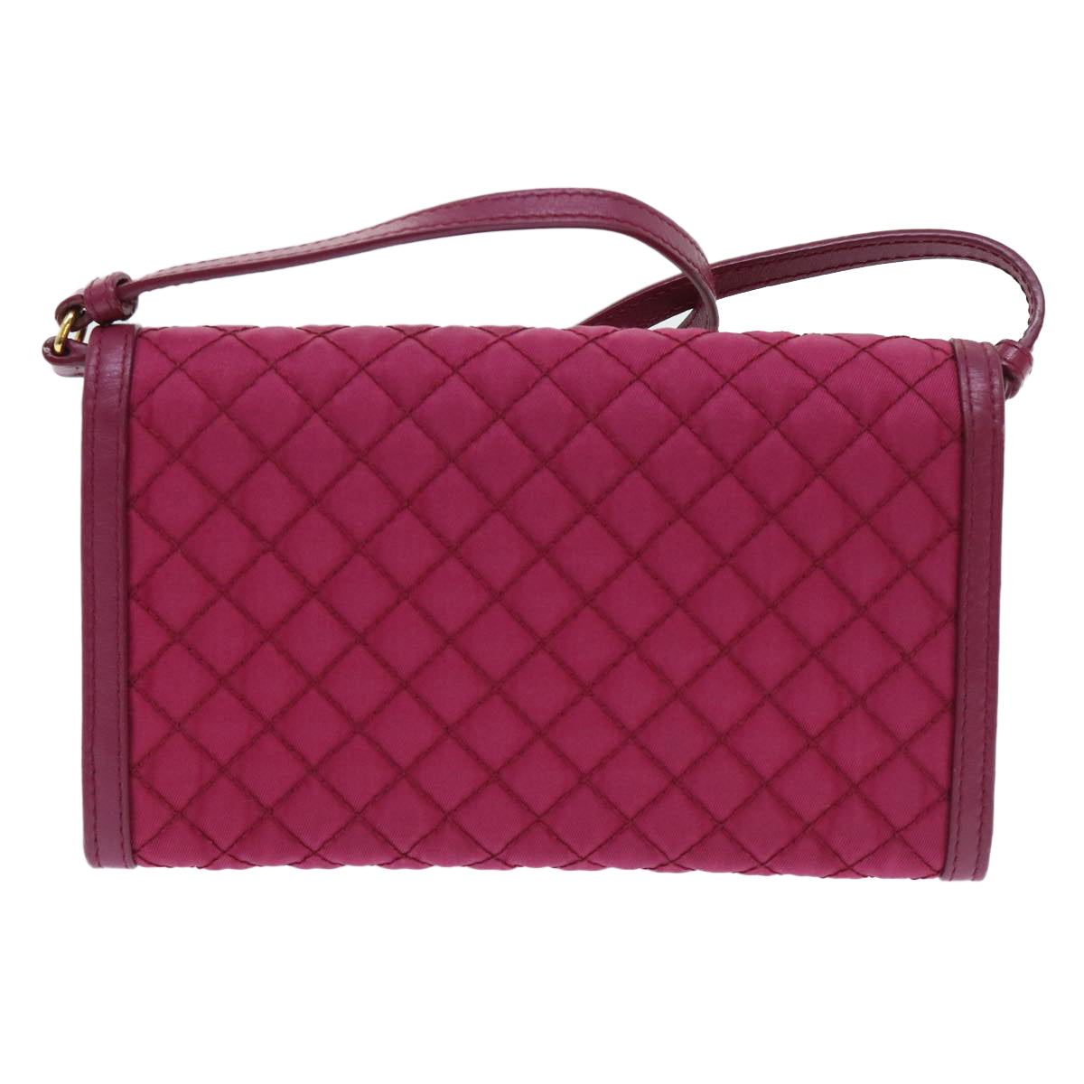 PRADA Quilted Shoulder Wallet Nylon Pink Auth 51883