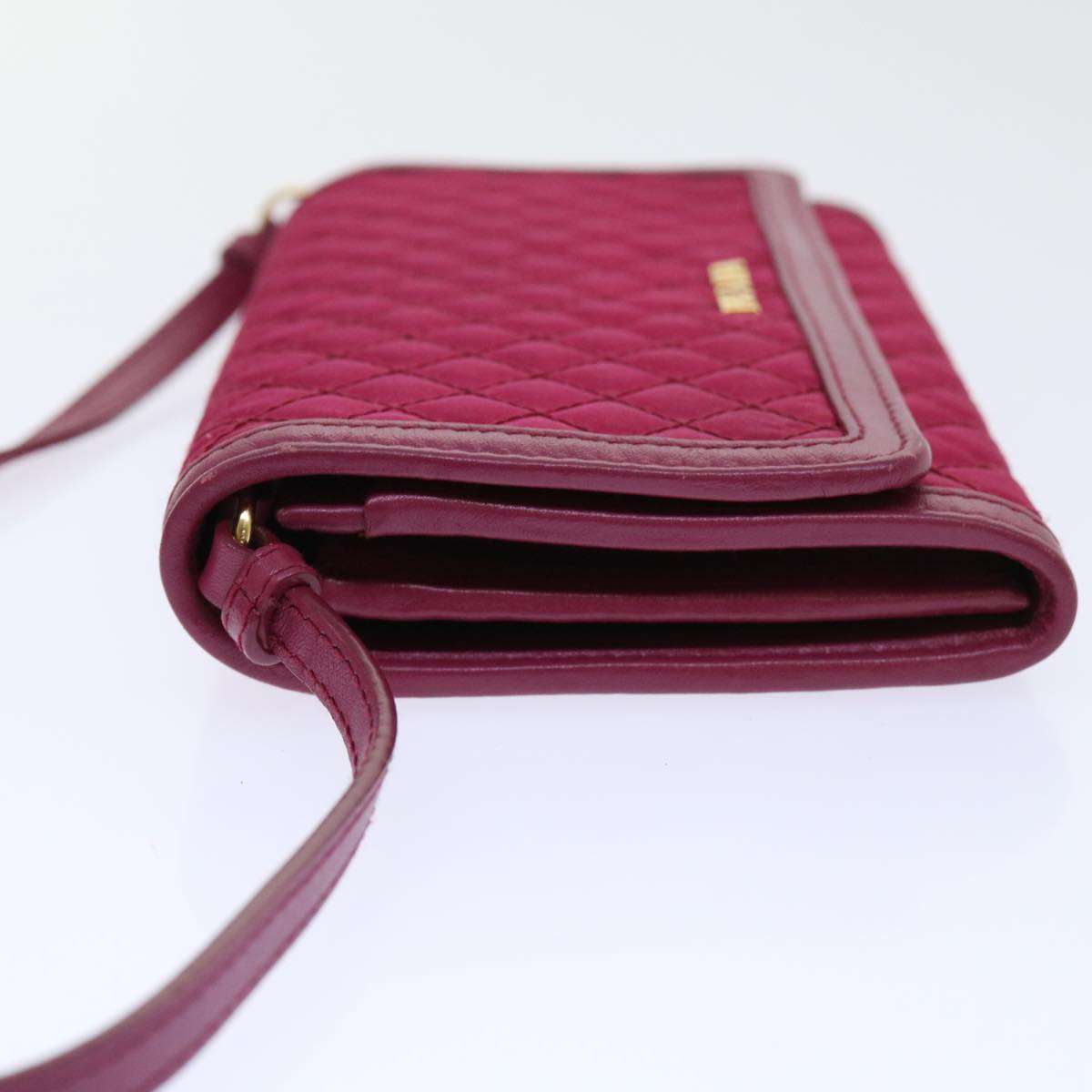 PRADA Quilted Shoulder Wallet Nylon Pink Auth 51883