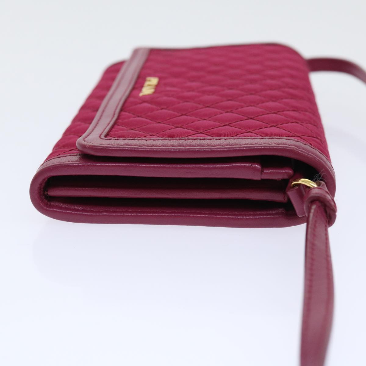 PRADA Quilted Shoulder Wallet Nylon Pink Auth 51883