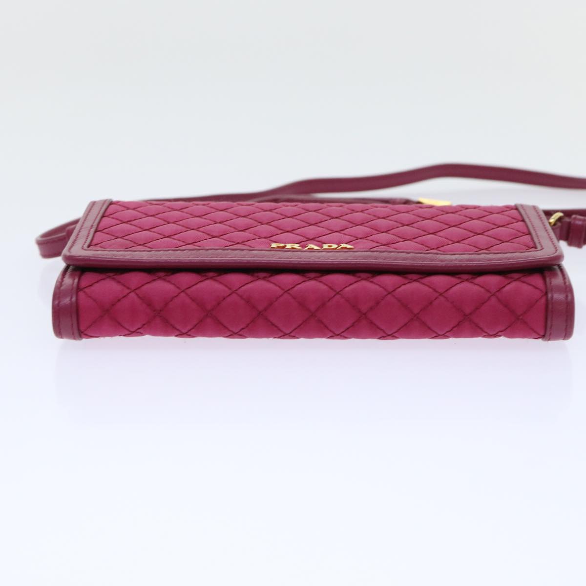 PRADA Quilted Shoulder Wallet Nylon Pink Auth 51883