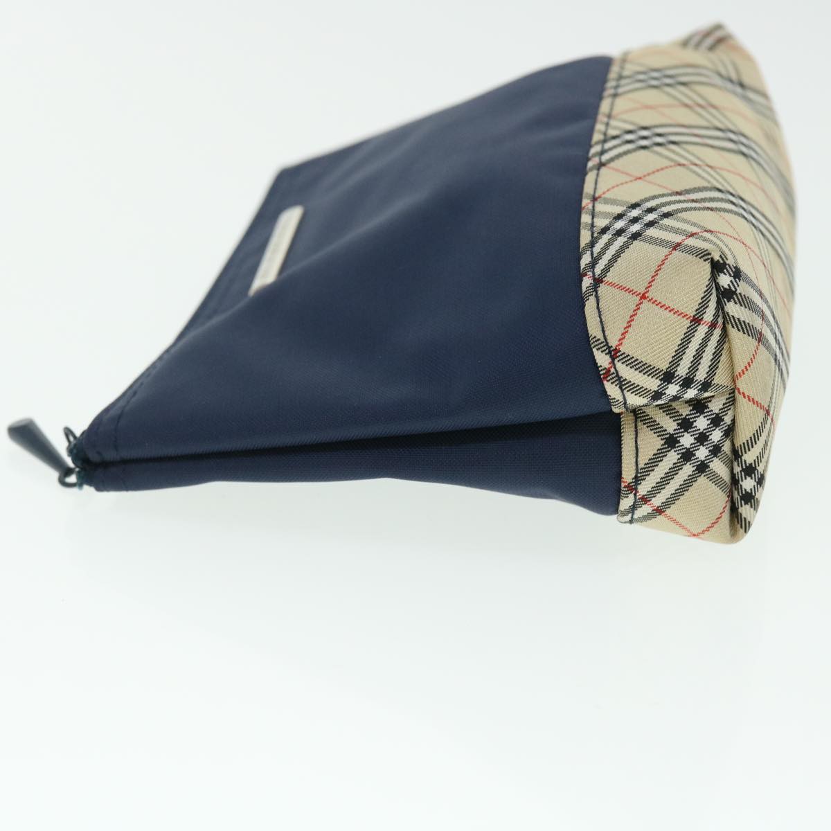 BURBERRY Nova Check Pouch Nylon Navy Beige Auth 51912