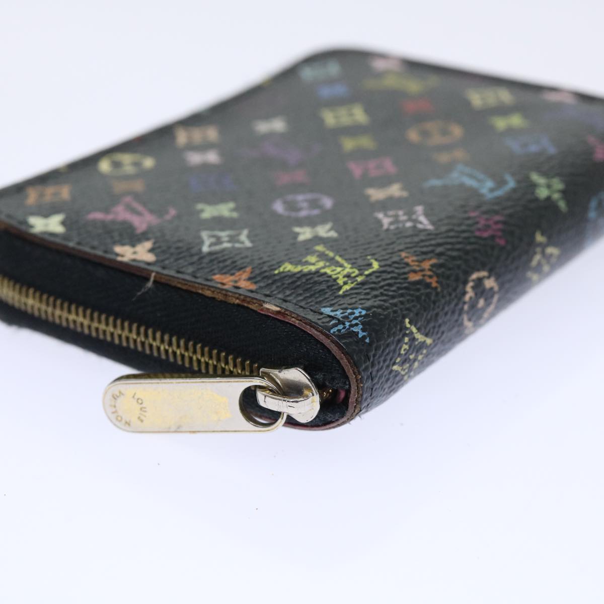 LOUIS VUITTON Monogram Multicolor Zippy Coin Purse Black M93740 LV Auth 51921