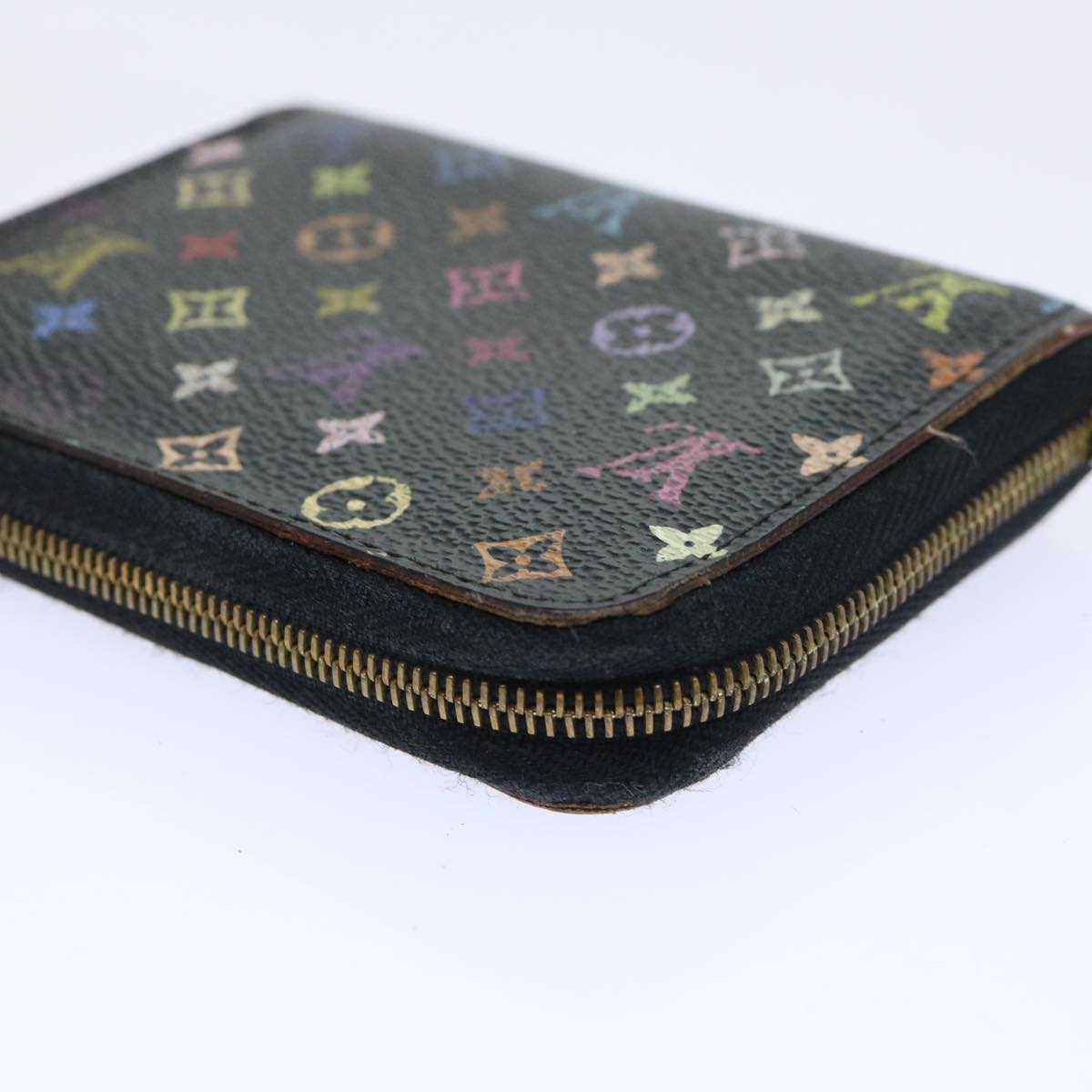 LOUIS VUITTON Monogram Multicolor Zippy Coin Purse Black M93740 LV Auth 51921