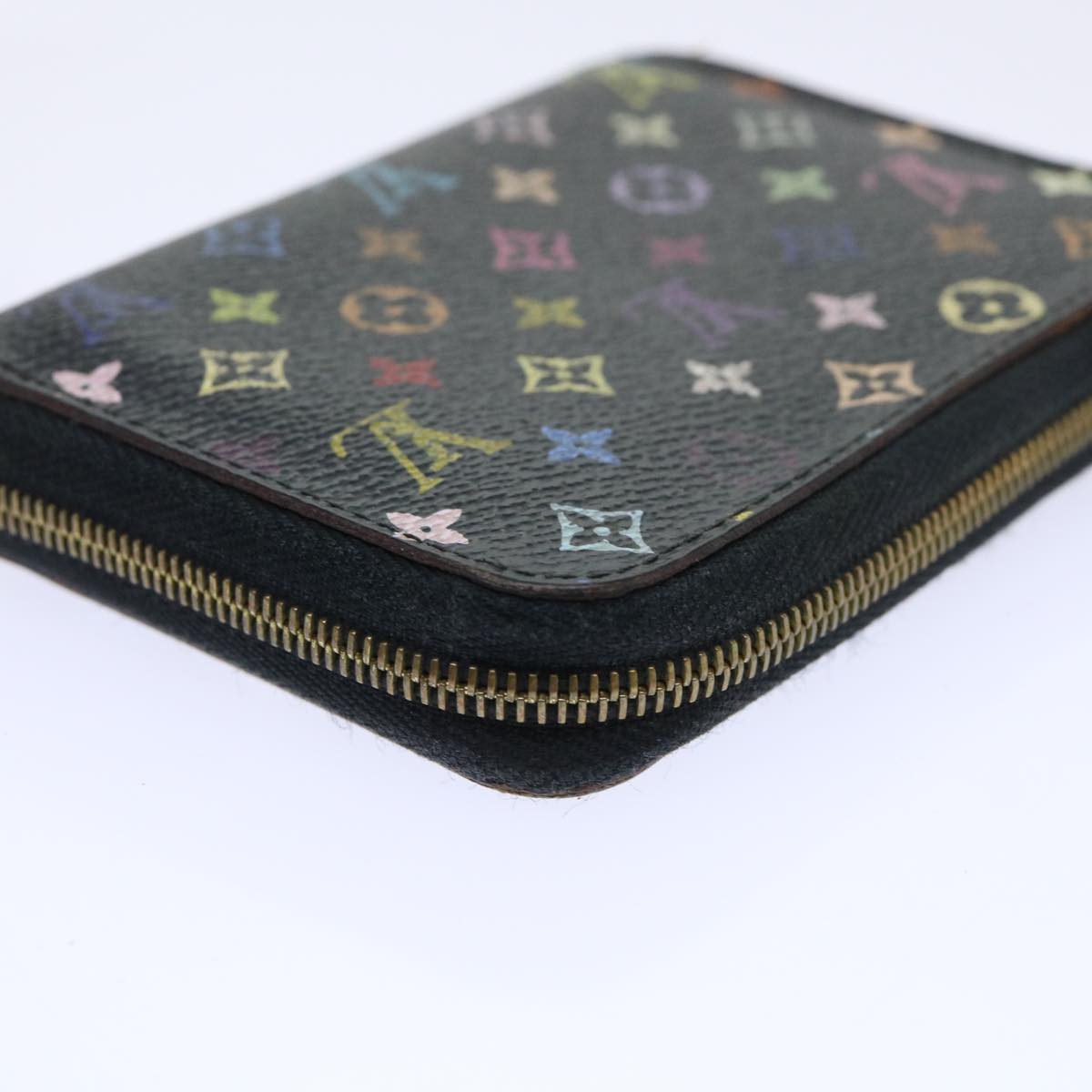 LOUIS VUITTON Monogram Multicolor Zippy Coin Purse Black M93740 LV Auth 51921