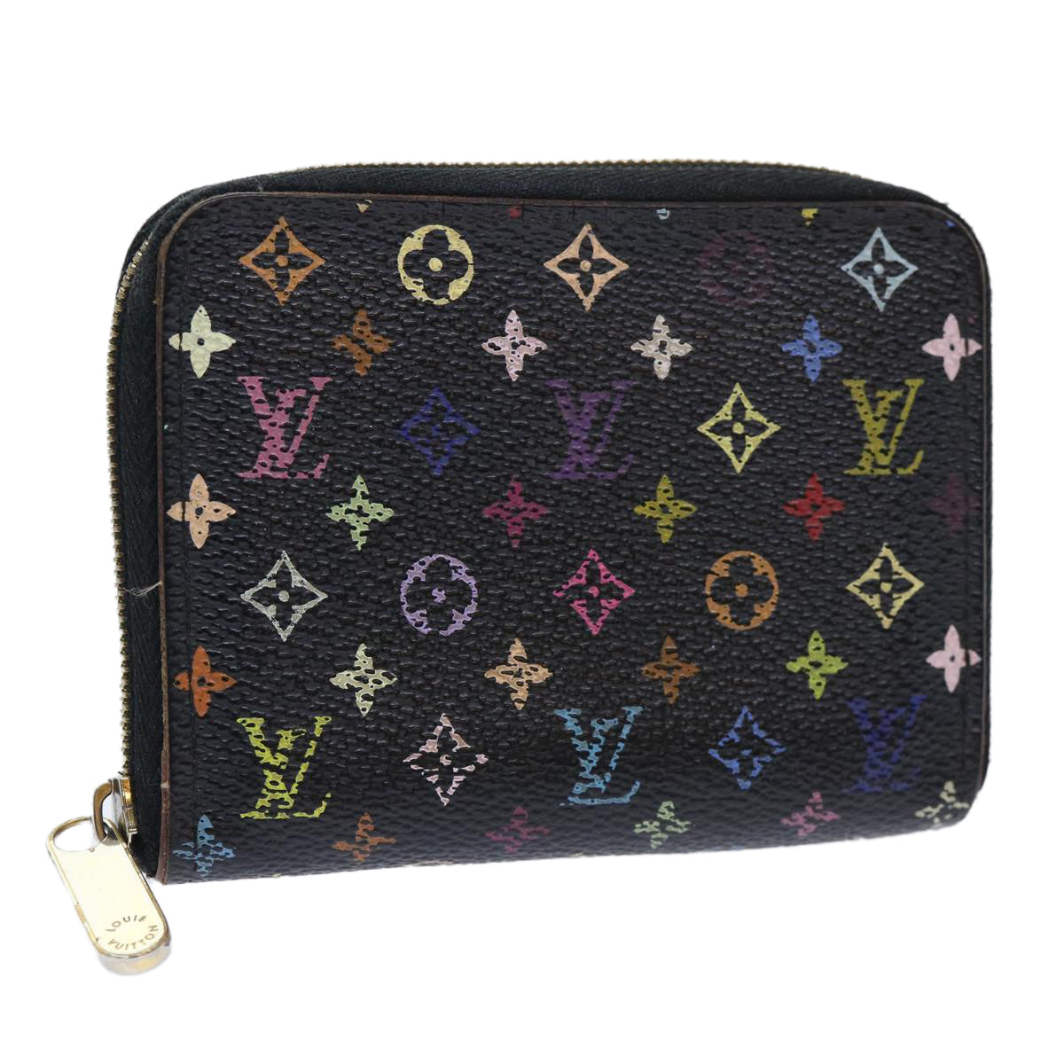 LOUIS VUITTON Monogram Multicolor Zippy Coin Purse Black M93740 LV Auth 51921