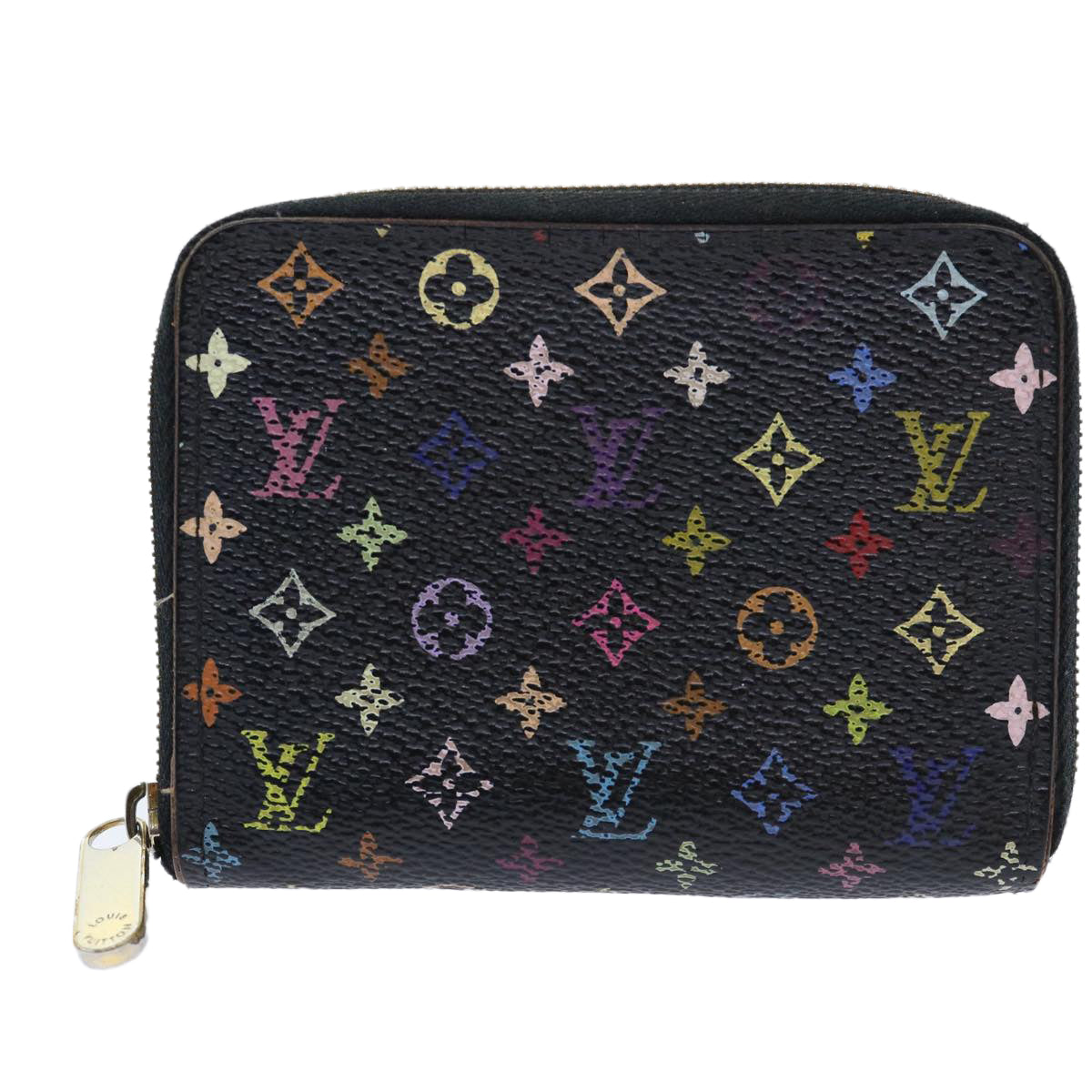 LOUIS VUITTON Monogram Multicolor Zippy Coin Purse Black M93740 LV Auth 51921