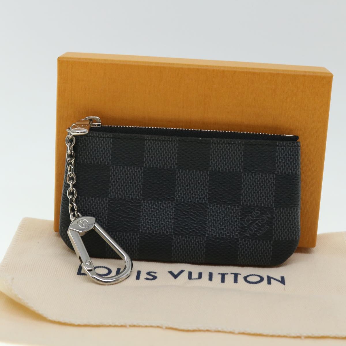 LOUIS VUITTON Damier Graphite Pochette Cles Coin Purse N60155 LV Auth 51930