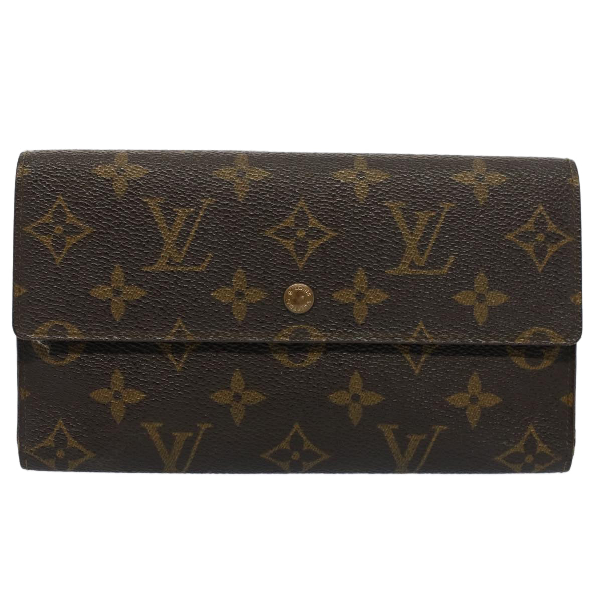 LOUIS VUITTON Monogram Portefeuille International Long Wallet M61217 Auth 52087