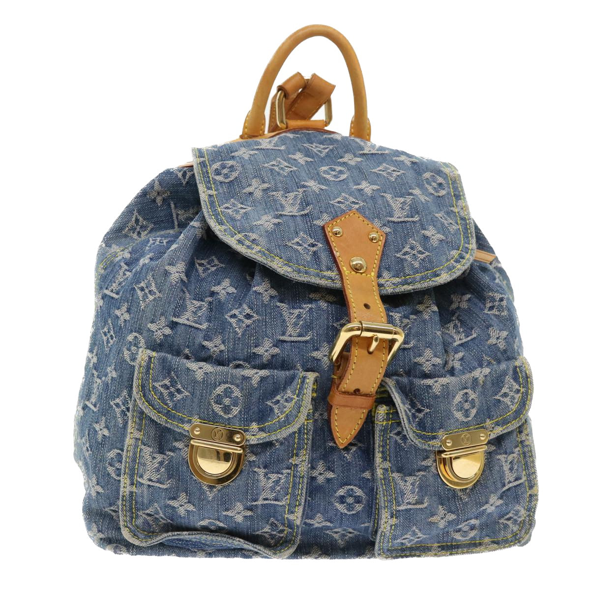 LOUIS VUITTON Monogram Denim Sac A Dos GM Backpack Blue M95056 LV Auth 52145A