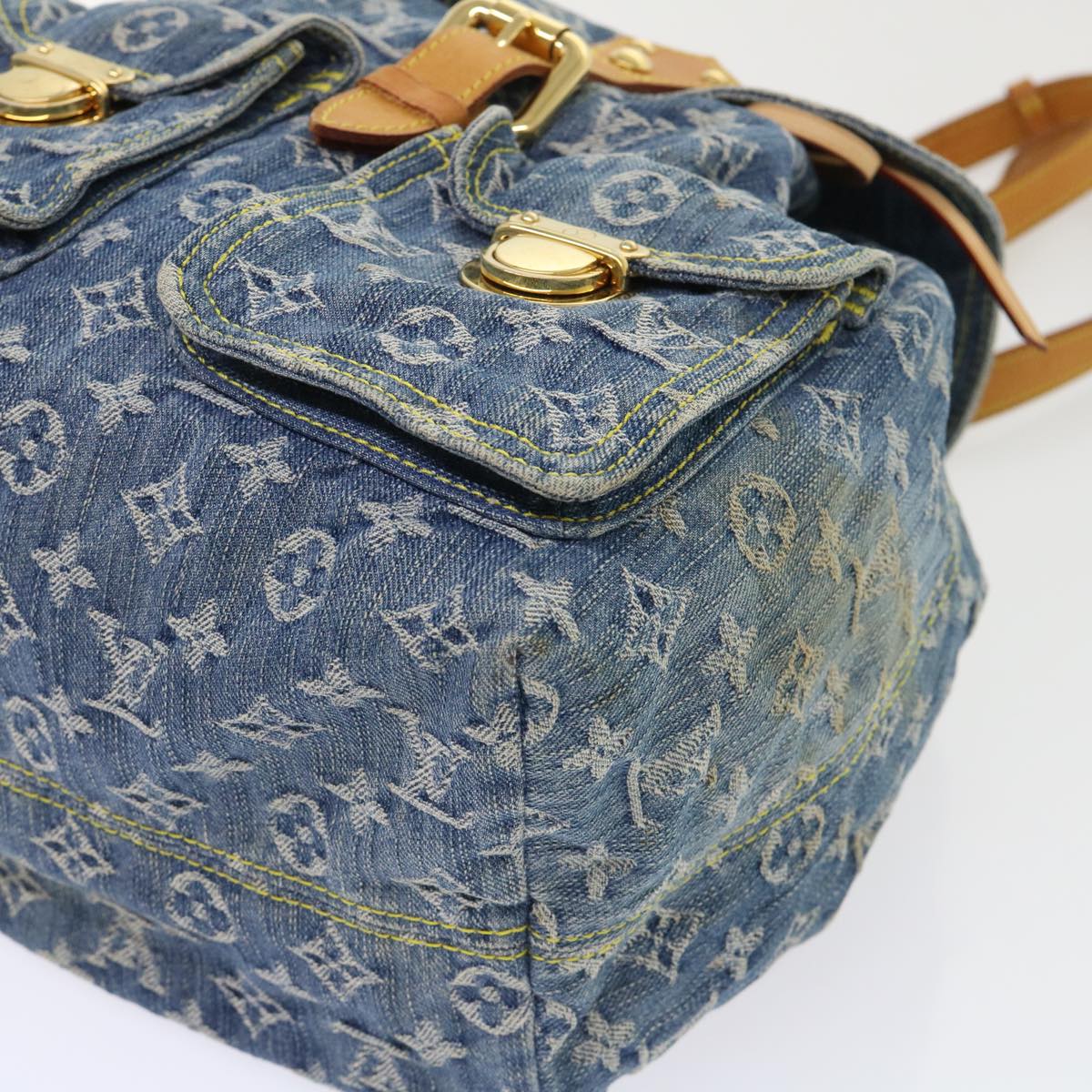 LOUIS VUITTON Monogram Denim Sac A Dos GM Backpack Blue M95056 LV Auth 52145A