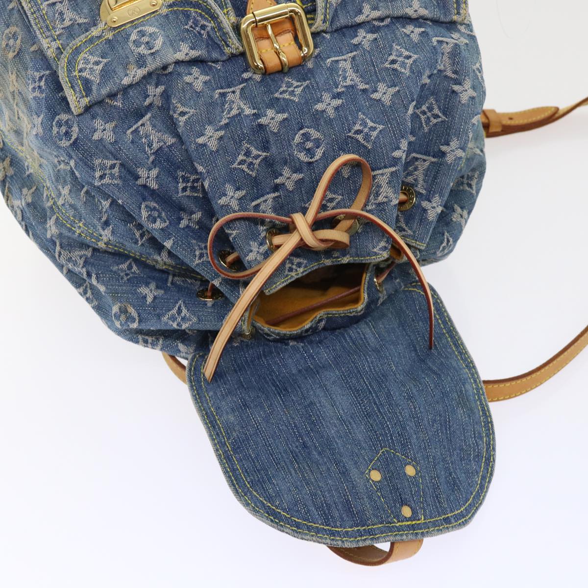 LOUIS VUITTON Monogram Denim Sac A Dos GM Backpack Blue M95056 LV Auth 52145A