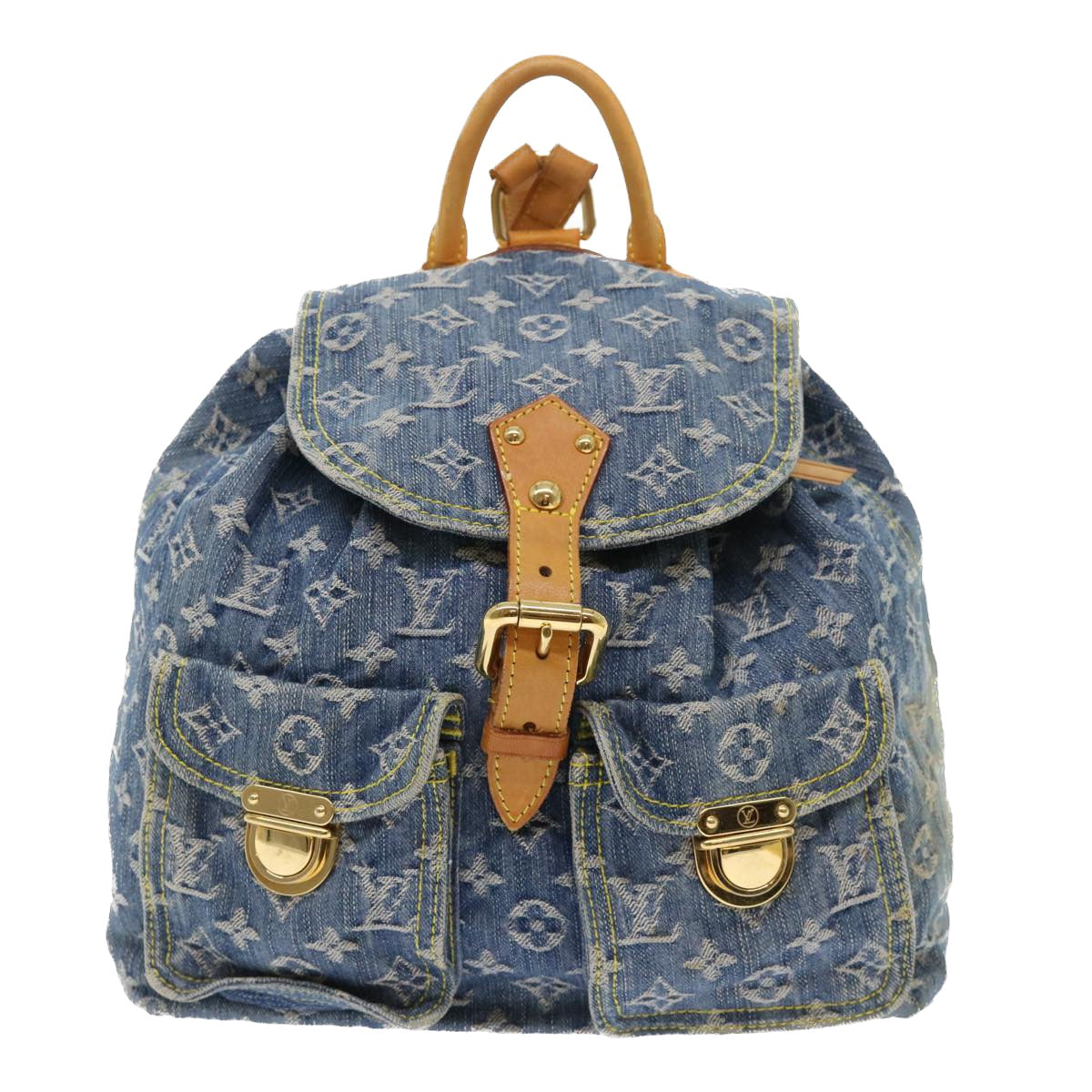 LOUIS VUITTON Monogram Denim Sac A Dos GM Backpack Blue M95056 LV Auth 52145A