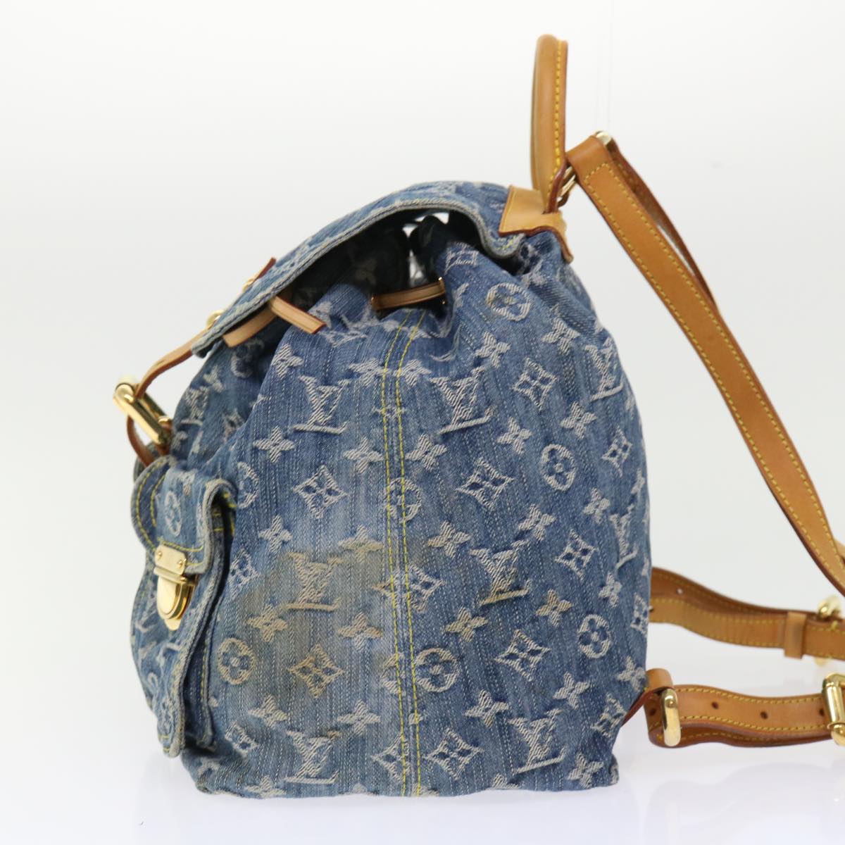 LOUIS VUITTON Monogram Denim Sac A Dos GM Backpack Blue M95056 LV Auth 52145A