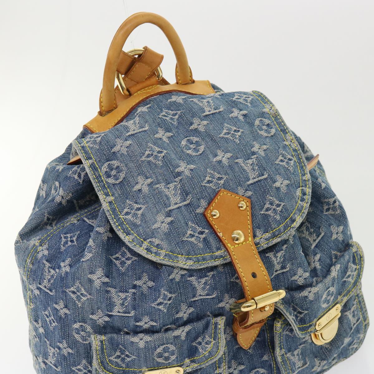 LOUIS VUITTON Monogram Denim Sac A Dos GM Backpack Blue M95056 LV Auth 52145A