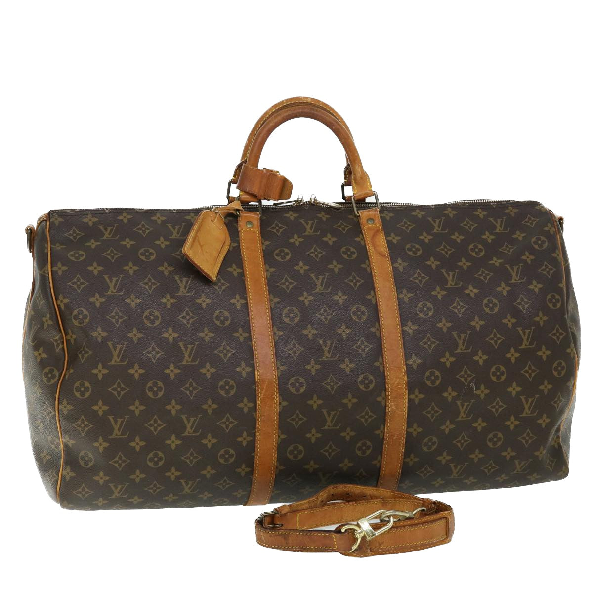 LOUIS VUITTON Monogram Keepall Bandouliere 60 Boston Bag M41412 LV Auth 52226