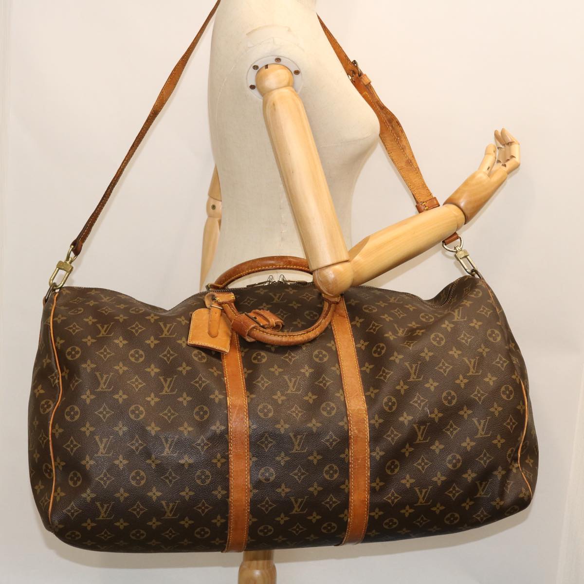 LOUIS VUITTON Monogram Keepall Bandouliere 60 Boston Bag M41412 LV Auth 52226