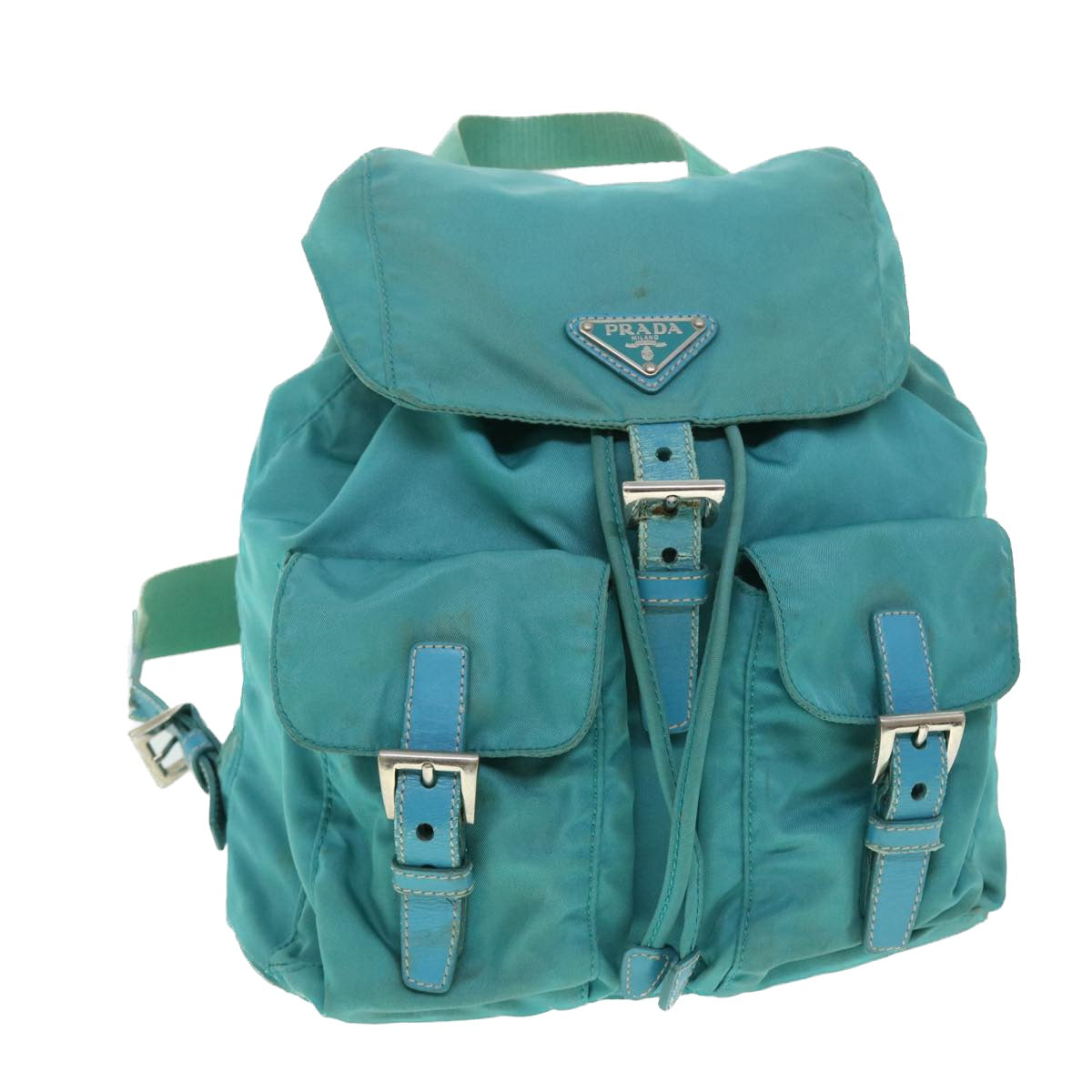 PRADA Backpack Nylon Turquoise Blue Auth 52244