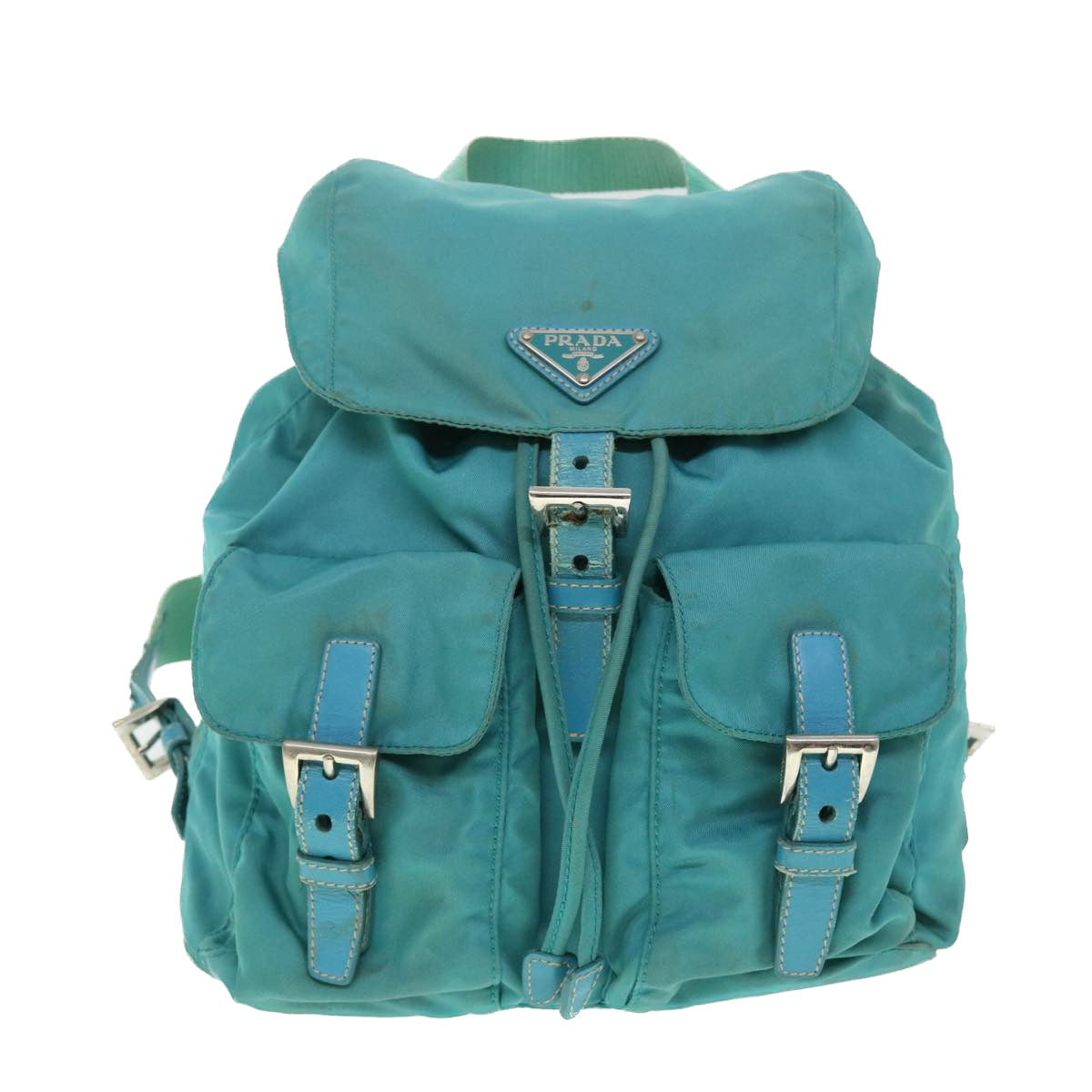 PRADA Backpack Nylon Turquoise Blue Auth 52244