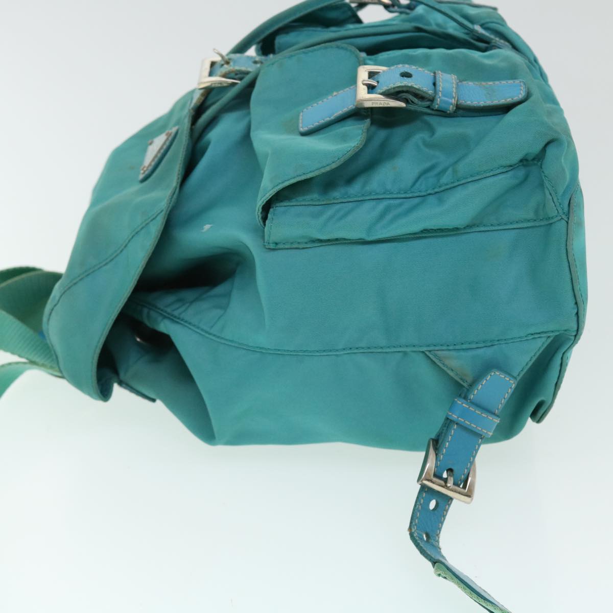 PRADA Backpack Nylon Turquoise Blue Auth 52244