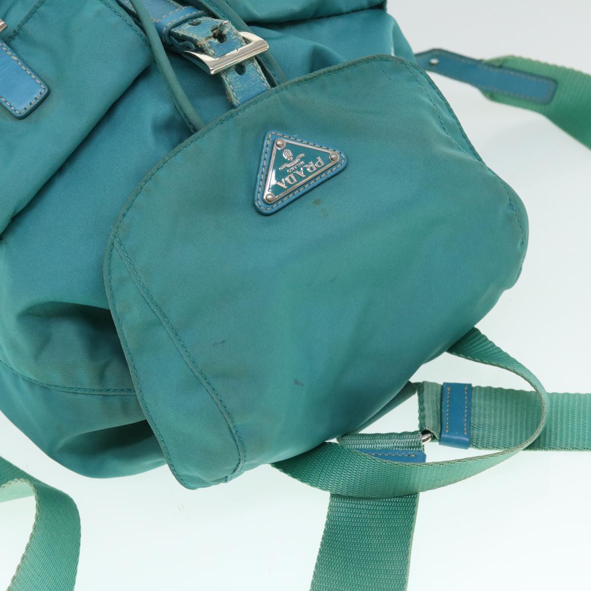 PRADA Backpack Nylon Turquoise Blue Auth 52244