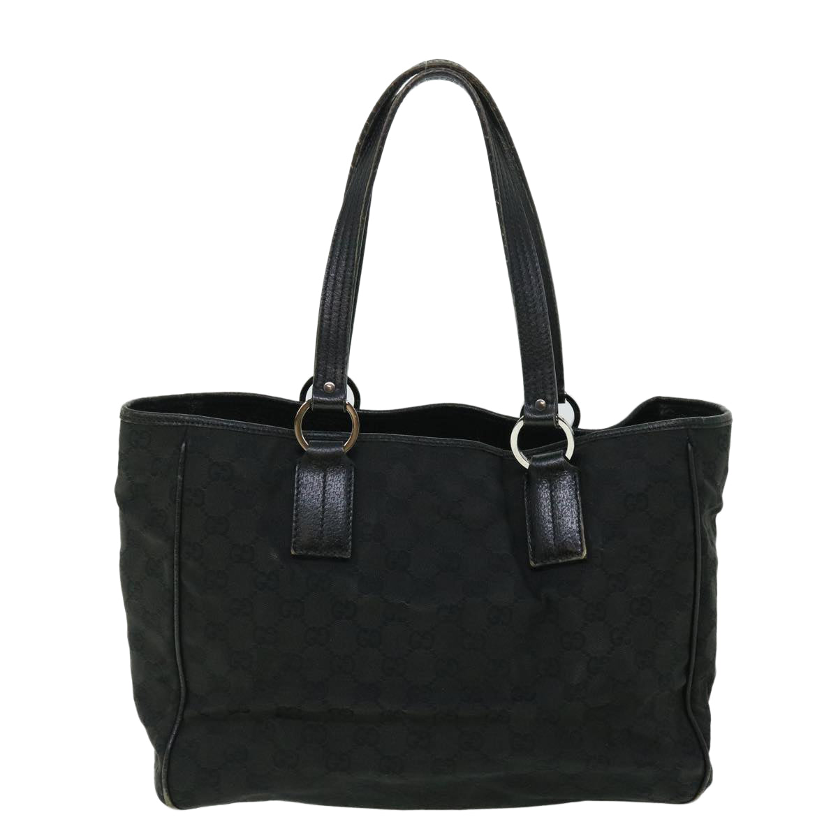 GUCCI GG Canvas Hand Bag Black 113017 Auth 52250