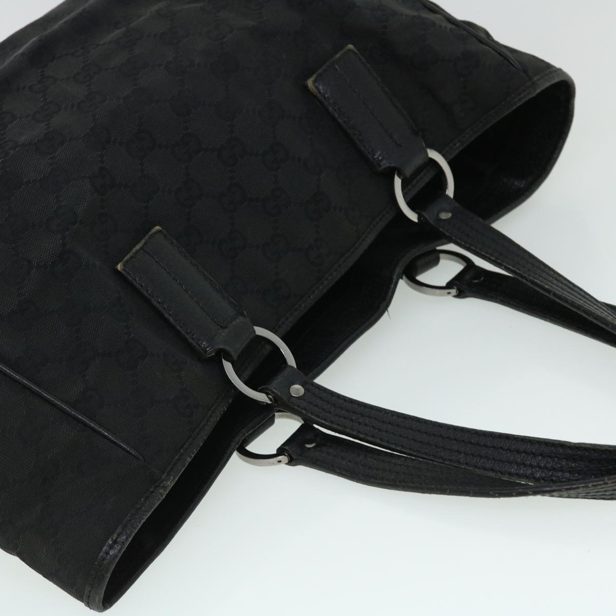 GUCCI GG Canvas Hand Bag Black 113017 Auth 52250