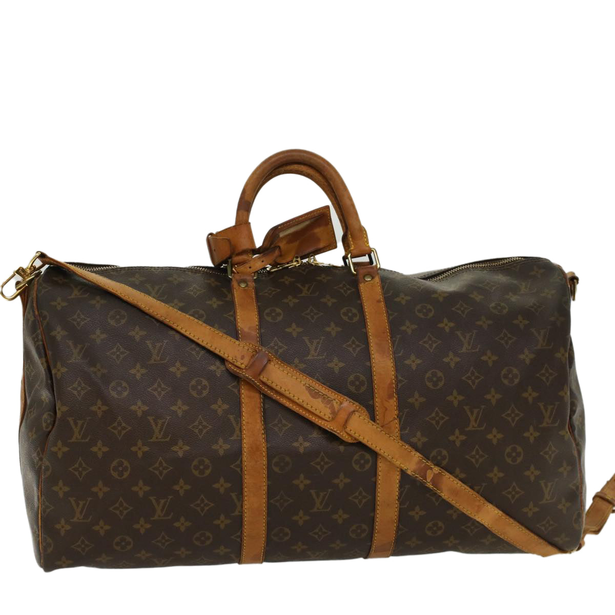 LOUIS VUITTON Monogram Keepall Bandouliere 55 Boston Bag M41414 LV Auth 52394