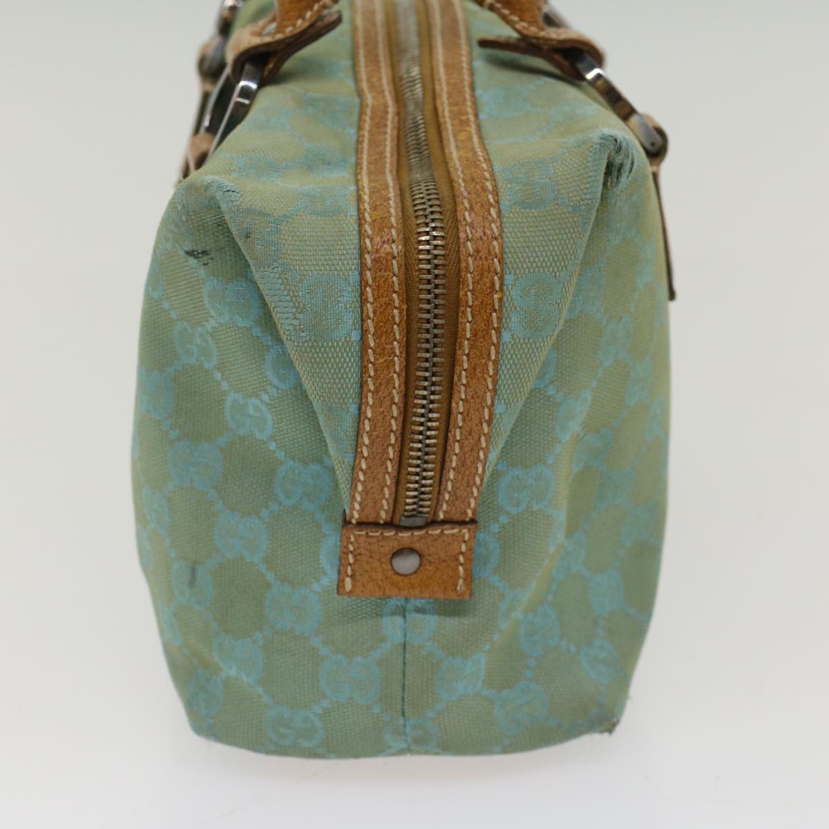 GUCCI GG Canvas Hand Bag Light Blue 113009 Auth 52433