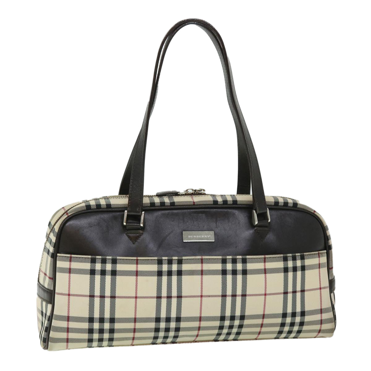 BURBERRY Nova Check Shoulder Bag Nylon Beige Auth 52504