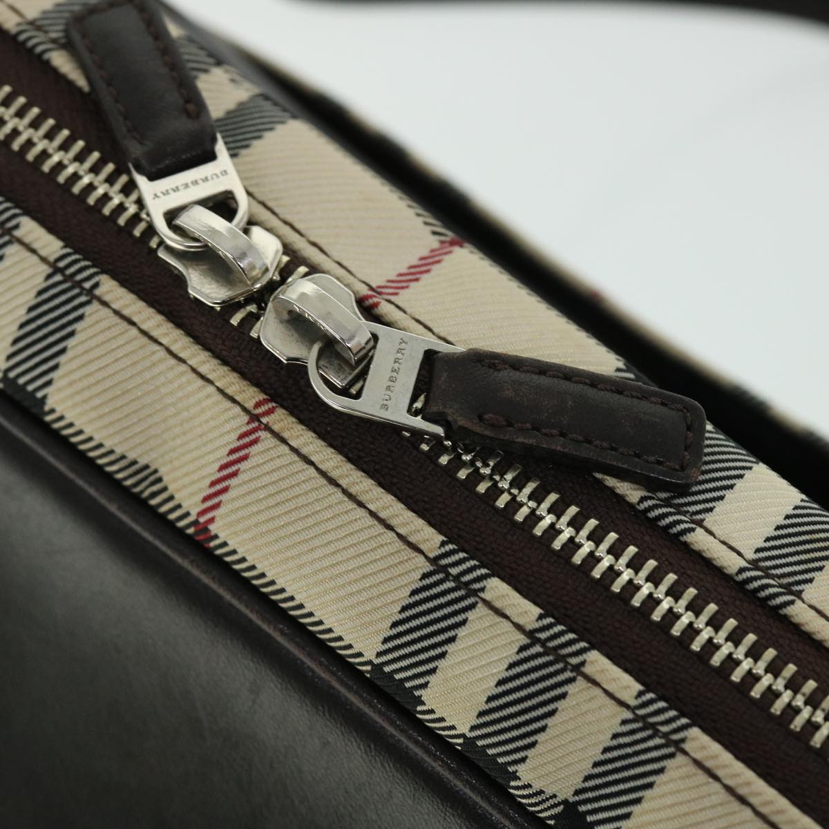 BURBERRY Nova Check Shoulder Bag Nylon Beige Auth 52504